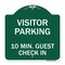 Signmission Reserved Parking Visitor Parking 10 Min. Guest Check In, Green & White Architectural, GW-1818-23018 A-DES-GW-1818-23018 - alternate 1
